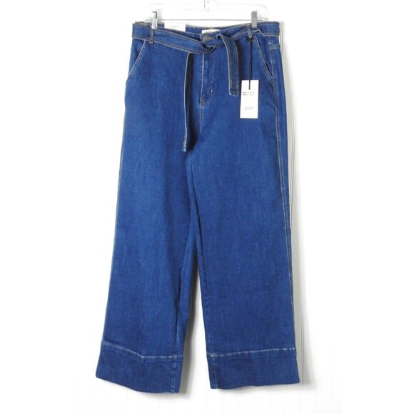New Oat NY High Rise Wide Leg Blue Jeans Size 10 30 Tie Belt Fall Staple Denim - Picture 2 of 8